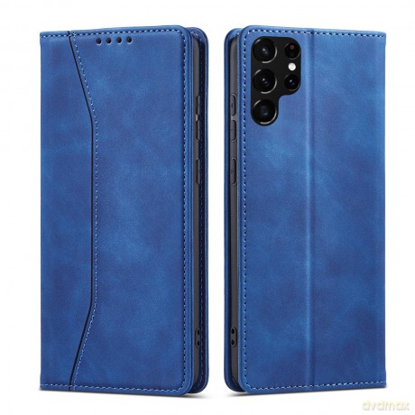 Magnet Fancy Case etui do Samsung Galaxy S22 Ultra pokrowiec portfel na karty kartę podstawka niebieski