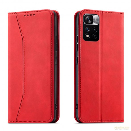 Magnet Fancy Case etui do Xiaomi Redmi Note 11 pokrowiec portfel na karty kartę podstawka czerwony
