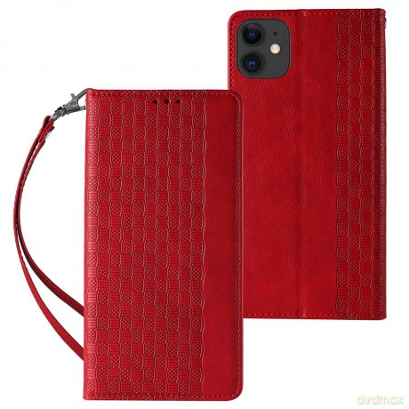 Magnet Strap Case etui do iPhone 13 mini pokrowiec portfel + mini smycz zawieszka czerwony