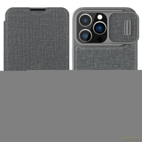 Nillkin Qin Cloth Pro Case etui do iPhone 13 Pro osłona na aparat kabura pokrowiec obudowa z klapką szary