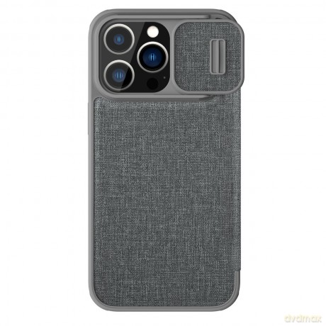 Nillkin Qin Cloth Pro Case etui do iPhone 14 Pro Max osłona na aparat kabura pokrowiec obudowa z klapką szary