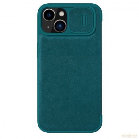 Nillkin Qin Leather Pro Case etui iPhone 14 Plus osłona na aparat kabura pokrowiec obudowa z klapką zielony