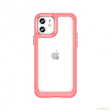 Outer Space Case etui do iPhone 12 sztywny pokrowiec z żelową ramką czerwony