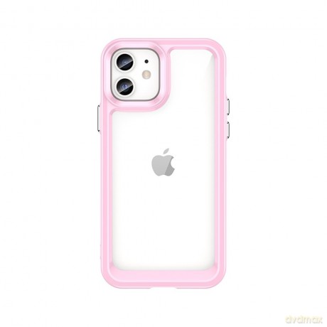 Outer Space Case etui do iPhone 12 sztywny pokrowiec z żelową ramką różowy