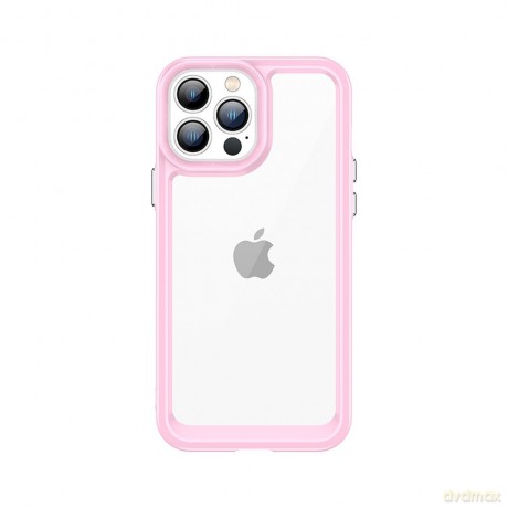 Outer Space Case etui do iPhone 13 Pro sztywny pokrowiec z żelową ramką różowy