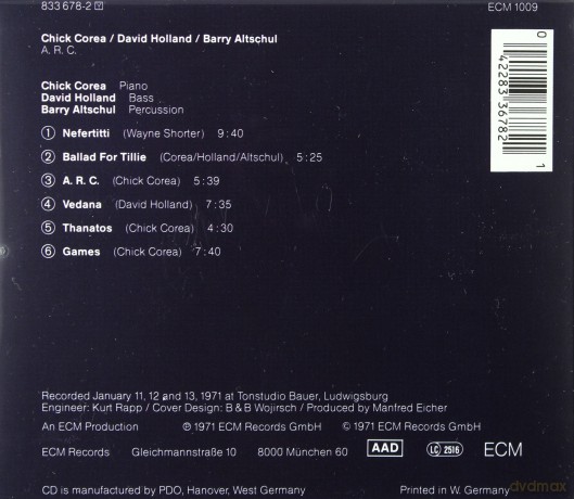Chick Corea, Dave Holland, Barry Altschul: A.R.C. [CD]