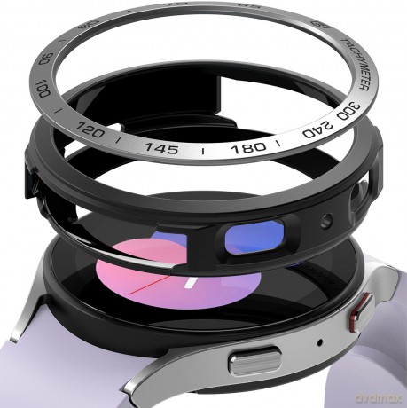 Ringke Air Sports+Bezel 2w1 etui ze stalową ramką do Samsung Galaxy Watch 5 40mm pokrowiec na kopertę czarno-srebrny (GW4-40-10_AS02)