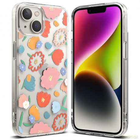 Ringke Fusion Design pancerne etui pokrowiec z żelową ramką iPhone 14 Plus przezroczysty (Floral) (FD637E31)