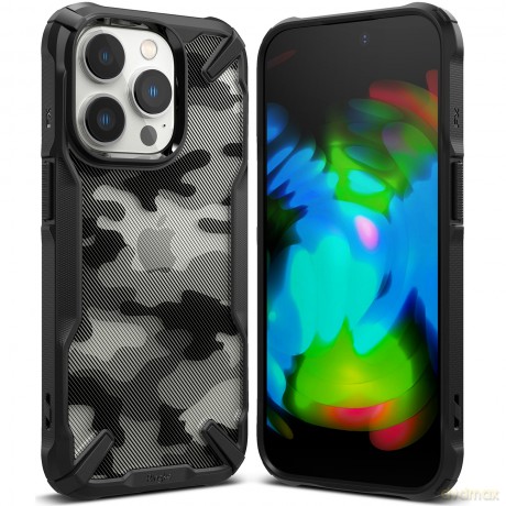 Ringke Fusion X Design etui pancerny pokrowiec z ramką iPhone 14 Pro Max czarny Camo Black (FX647E73)