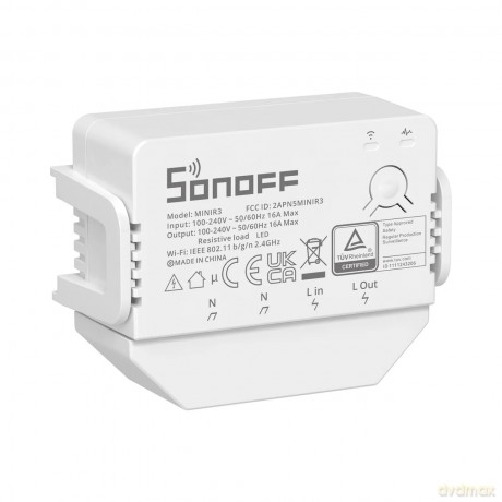 Sonoff dopuszkowy przełącznik prądowy Wi-Fi biały (MINIR3)