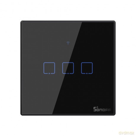 Sonoff T3EU3C-TX trzykanałowy dotykowy włącznik światła przełącznik przycisk Wi-Fi 433 MHz RF czarny (IM190314020)