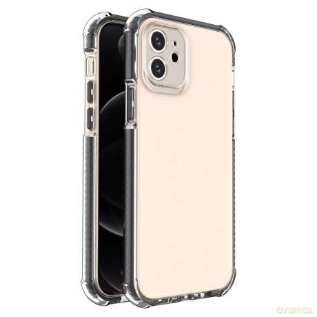 Spring Armor żelowy elastyczny pancerny pokrowiec z kolorową ramką do iPhone 12 czarny
