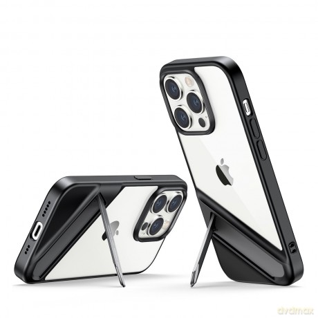 Ugreen LP636 Kickstand Protective Case sztywne etui z żelową ramką i wbudowaną podstawką do iPhone 14 Pro Max czarny (90927)