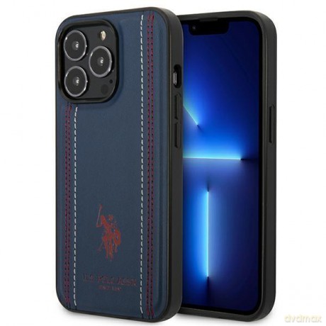 US Polo USHCP14LPFAV iPhone 14 Pro 6,1" granatowy/navy blue Leather Stitch