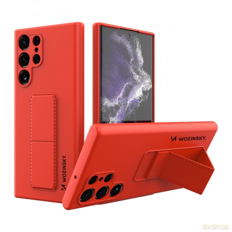Wozinsky Kickstand Case silikonowe etui z podstawką etui Samsung Galaxy S22 Ultra czerwone