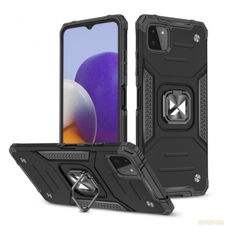Wozinsky Ring Armor pancerne hybrydowe etui pokrowiec + magnetyczny uchwyt Samsung Galaxy A22 5G czarny