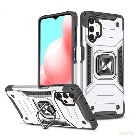 Wozinsky Ring Armor pancerne hybrydowe etui pokrowiec + magnetyczny uchwyt Samsung Galaxy A23 srebrny