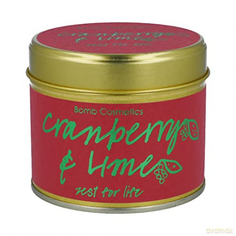 Bomb Cosmetics Cranberry and Lime scented candle in tin can