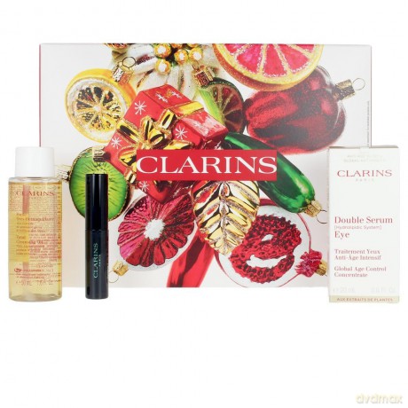 Clarins Skin care gift set with Double Serum Eye cosmetic bag