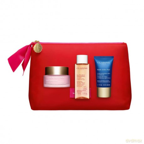 Clarins Skincare gift set with Multi- Active cosmetic bag