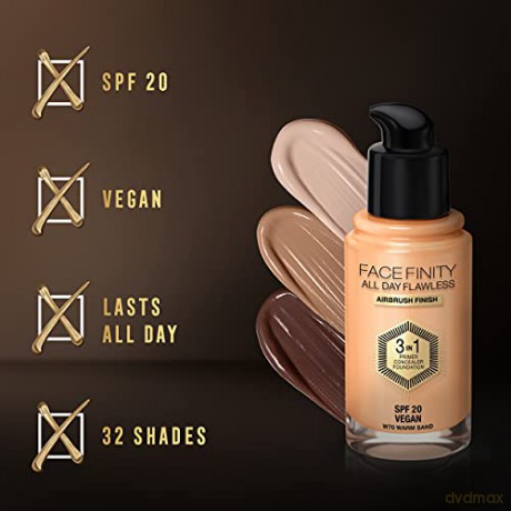 Max Factor Long-lasting makeup Facefinity 3 in 1 (All Day Flawless) 30 ml - Shade: 62 Warm Beige