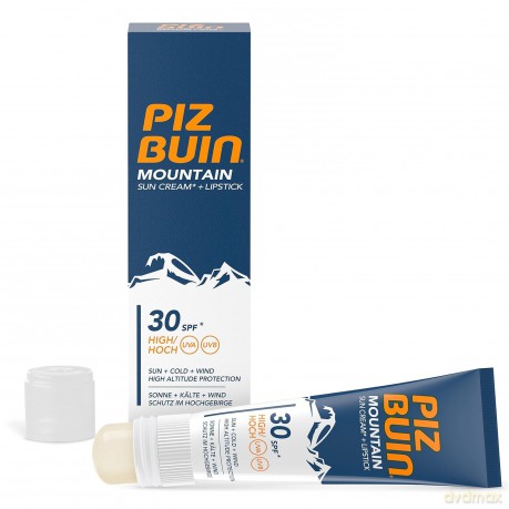 Piz Buin SPF 30 sunscreen and protective lip balm SPF 30 2-in-1 (Mountain Combi 2 in 1 Sun Cream and Lipstick) 20 ml + 2.3 ml
