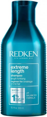 Redken Extreme Length Shampoo for Strengthening Long and Damaged Hair (Shampoo with Biotin) - Volume: 300 ml - new packaging