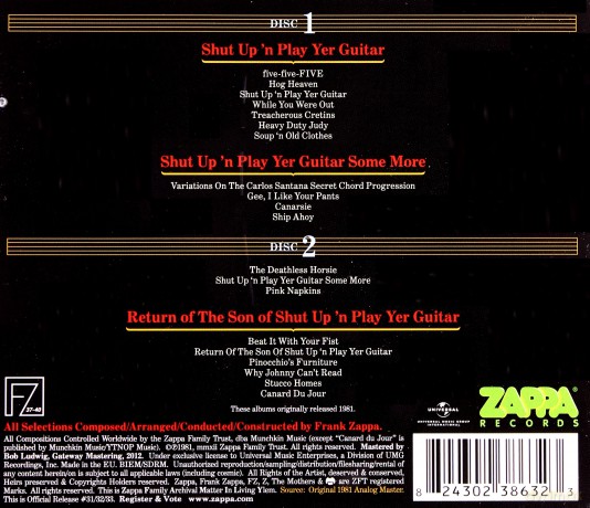 Frank Zappa: Shut Up And Play Yer Guitar [2CD]