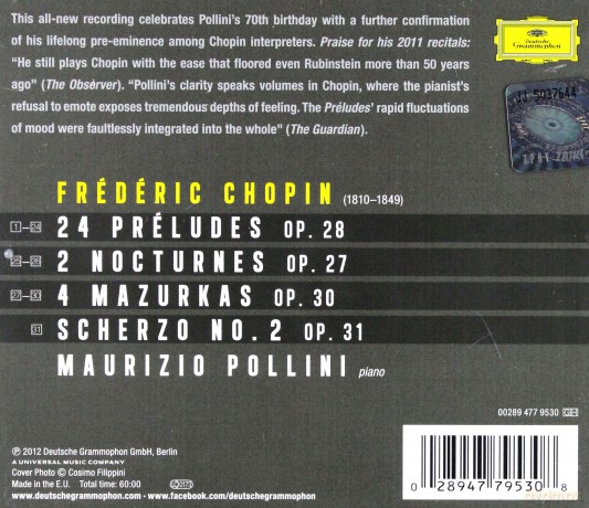 Maurizio Pollini: Chopin:24 Preludes, Nocturnes, Mazurkas, Scherzo [CD]