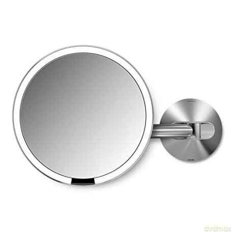Simplehuman Rechargeable cosmetic mirror on wall Sensor with LED illumination, 5x magnification - Variant: Brushed stainless steel