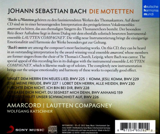 Lautten Compagney Bach: Die Motetten [CD]