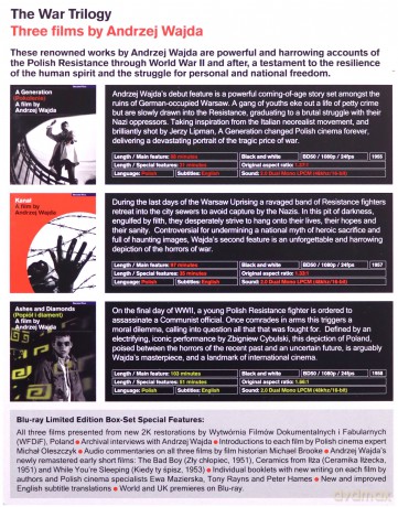 The War Trilogy - Three Films By Andrzej Wajda (Limited) (Pokolenie | Kanał | Popiół i diament) [3xBlu-Ray]