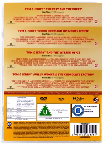 Tom & Jerry Collection: The Fast and the Furry / Robin Hood and His Merry Mouse / Tom & Jerry and the Wizard of Oz / Willy Wonka & the Chocolate Factory [4DVD]