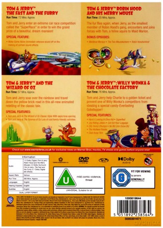 Tom & Jerry Collection: The Fast and the Furry / Robin Hood and His Merry Mouse / Tom & Jerry and the Wizard of Oz / Willy Wonka & the Chocolate Factory [4DVD]