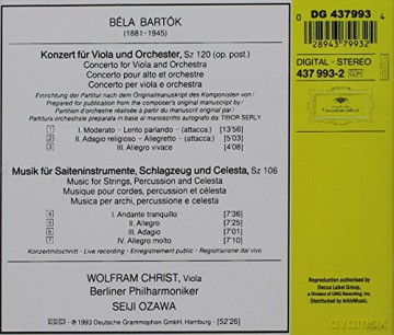 Christ/ /Ozawa: Bartok:Viola Cto./Music [CD]