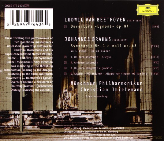 Christian Thielemann: Beethoven:Egmont,Brahms:Symphonie No.1 [CD]
