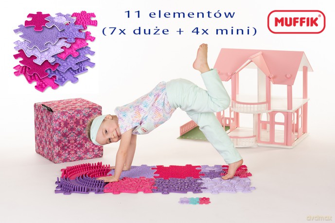 Mata podłogowa sensoryczna basic set fiolet/róż 11 elementów MFK-063