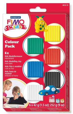 Zestaw Fimo Kids, 42 g, 6 kolorów (25, 220, 6, 052, 112, 39), Staedtler