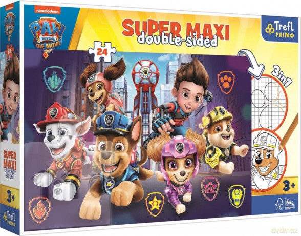 Dwustronne Puzzle Super Maxi - Nowe wyzwanie Psi Patrol 3w1 24 el. [PUZZLE]