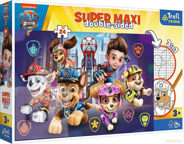 Dwustronne Puzzle Super Maxi - Nowe wyzwanie Psi Patrol 3w1 24 el. [PUZZLE]