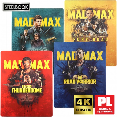Mad Max / Mad Max 2 - Wojownik szos / Mad Max pod Kopułą Gromu / Mad Max: Fury Road (steelbook) [4xBlu-Ray 4K]+[5xBlu-Ray]