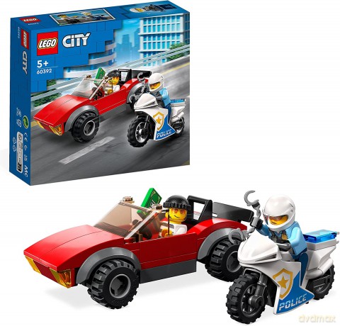 LEGO City - Motocykl policyjny - pościg za samochodem (60392) [KLOCKI]