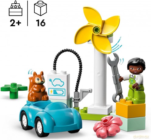LEGO DUPLO - Turbina wiatrowa i samochód elektryczny (10985) [KLOCKI]