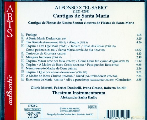 Alfonso X El Sabio: Alfonso X "El Sabio": Cantigas De Santa Maria [CD]