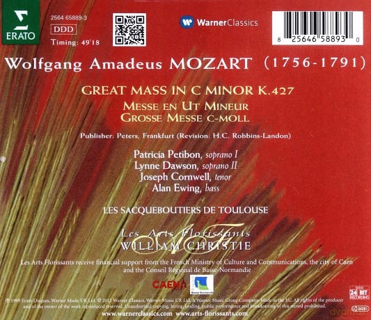 William Christie/Laf: Moza: Great Mass In C Minor [CD]