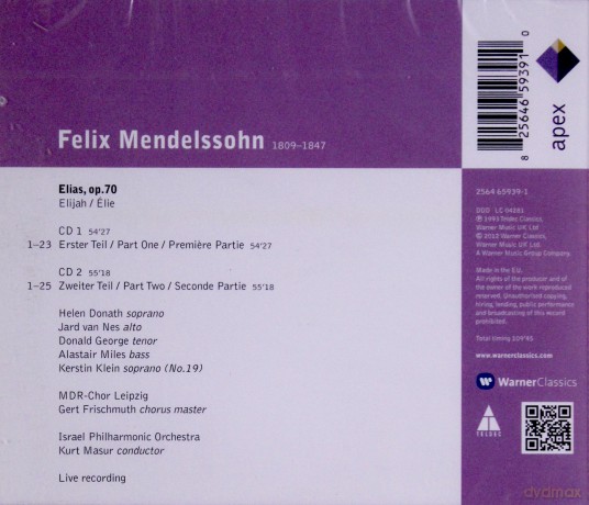 Miles/Donath/Masur/Ipo: Mend:Elias [2CD]