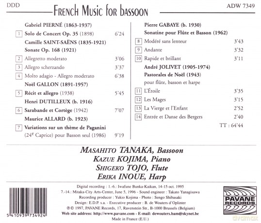 Masahito Tanaka: French Music for Bassoon [CD]