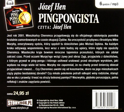 Pingpongista - Józef Hen [AUDIOBOOK] [CD-MP3] 