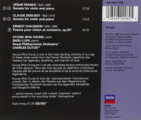 Chung Kyung Wha: Franck/Debussy/Chausson [CD]
