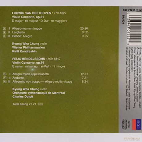 Chung: Beethoven/Mendelssohn:Violin Concerto [CD]